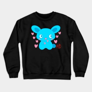 Blue Bunny with hearts Crewneck Sweatshirt